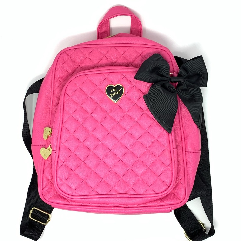 Betsey Johnson Hot Pink Quilted Backpack with Bow